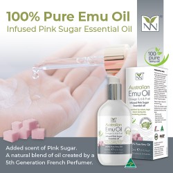 100% Pure Pharmaceutical Grade Emu Oil Infused with Pink Sugar, 200ml (Natural Oil Blend)