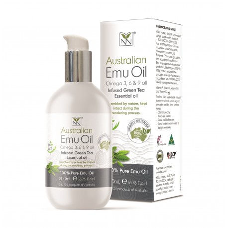 Y-NOT NATURAL Omega 369 Oil, 200ml (Australian 100% Pure and Natural Emu Oil) with Green Tea