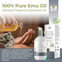 Y-NOT NATURAL Omega 369 Oil, 200ml (Australian 100% Pure and Natural Emu Oil) infused Fragonia Essential Oil