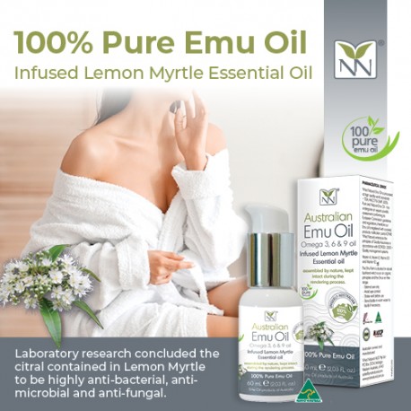 Y-NOT NATURAL Omega 369 Oil, 60ml (Australian 100% Pure and Natural Emu Oil) with Lemon Myrtle Essential Oil